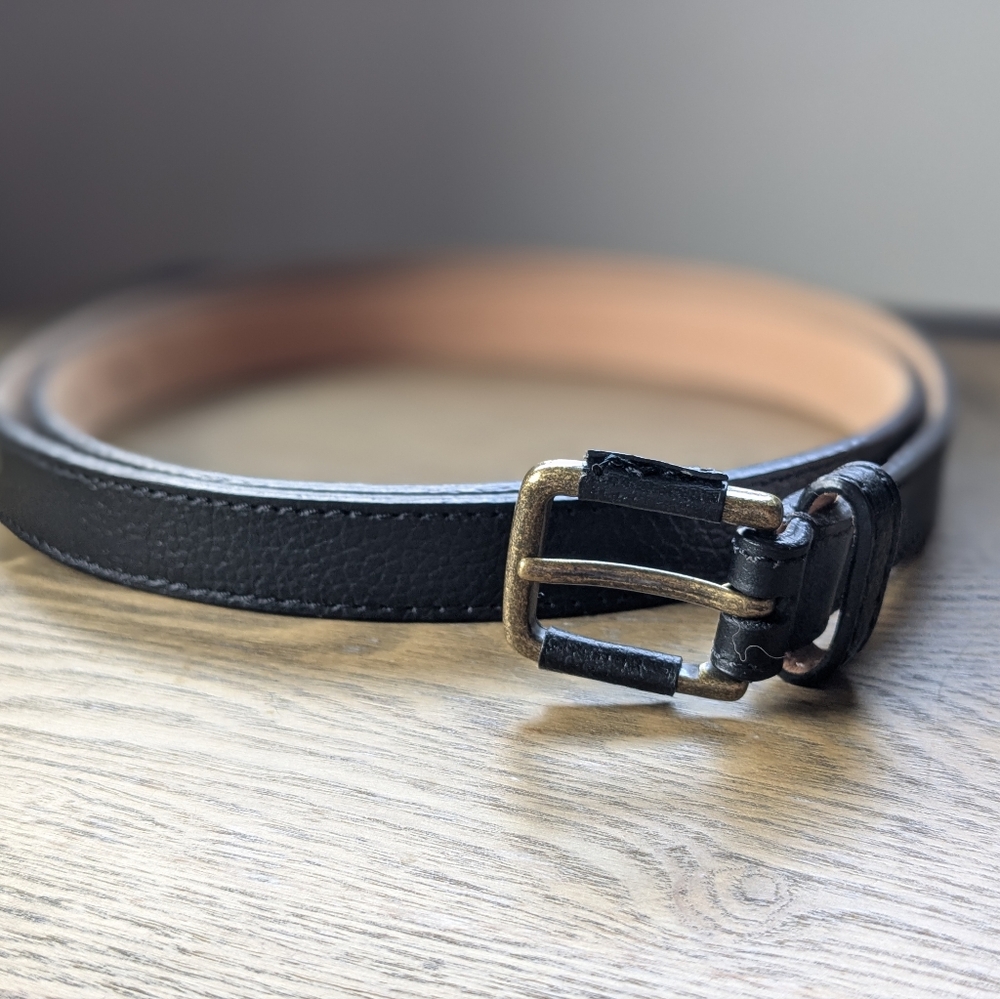 🖤 Talbots Skinny Pebbled Leather Belt, XL